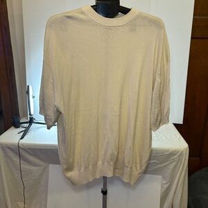 Tulliano Italian Light Yellow Silk/Cotton Blend Mock Turtle Neck Sweater Size 2X